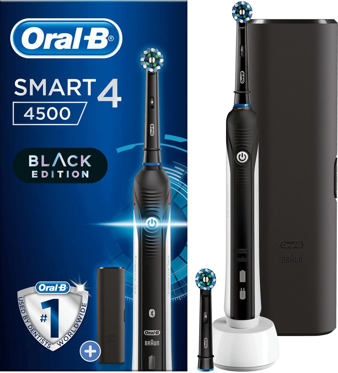 Oral B Oral-B Smart 4 4500 - Zwart - Elektrische Tandenborstel - Powered By Braun - 1 Handvat En 2 Opzetborstels 1 Oral B Oral-B Smart 4 4500 - Zwart - Elektrische Tandenborstel - Powered By Braun - 1 Handvat En 2 Opzetborstels