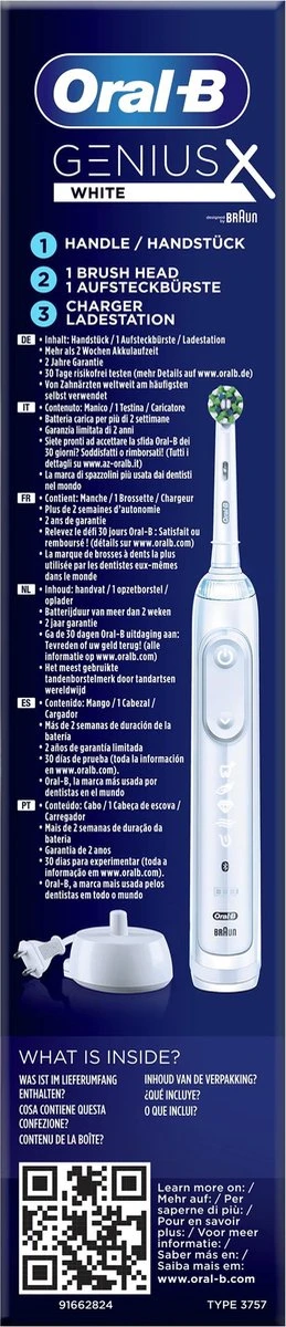 Oral B Oral-B Genius X - Wit - Elektrische Tandenborstel - Ontworpen Door Braun - 1 Handvat En 1 Opzetborstel 7 Oral B Oral-B Genius X - Wit - Elektrische Tandenborstel - Ontworpen Door Braun - 1 Handvat En 1 Opzetborstel - Afbeelding 7