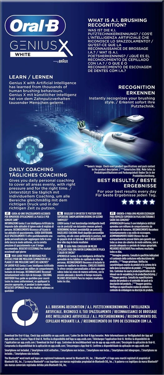 Oral B Oral-B Genius X - Wit - Elektrische Tandenborstel - Ontworpen Door Braun - 1 Handvat En 1 Opzetborstel 9 Oral B Oral-B Genius X - Wit - Elektrische Tandenborstel - Ontworpen Door Braun - 1 Handvat En 1 Opzetborstel - Afbeelding 9