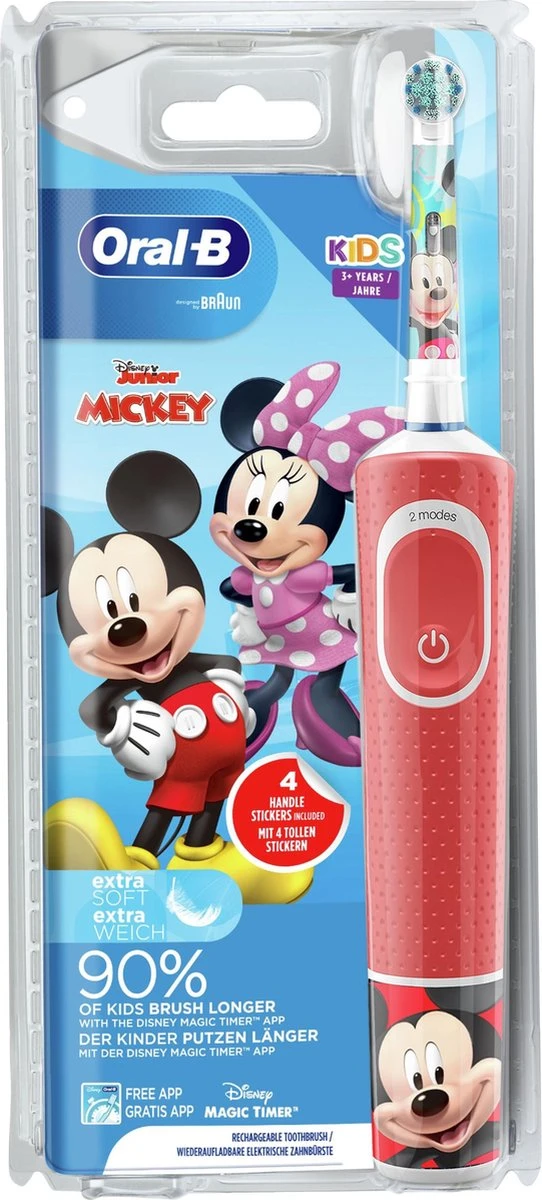 Oral B Oral-B Kids Mickey - Elektrische Tandenborstel - Powered By Braun - 1 Handvat En 1 Opzetborstel 1 Oral B Oral-B Kids Mickey - Elektrische Tandenborstel - Powered By Braun - 1 Handvat En 1 Opzetborstel