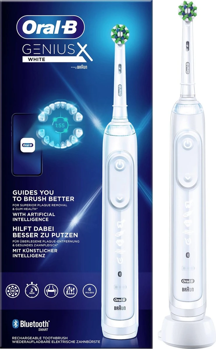 Oral B Oral-B Genius X - Wit - Elektrische Tandenborstel - Ontworpen Door Braun - 1 Handvat En 1 Opzetborstel 5 Oral B Oral-B Genius X - Wit - Elektrische Tandenborstel - Ontworpen Door Braun - 1 Handvat En 1 Opzetborstel - Afbeelding 5