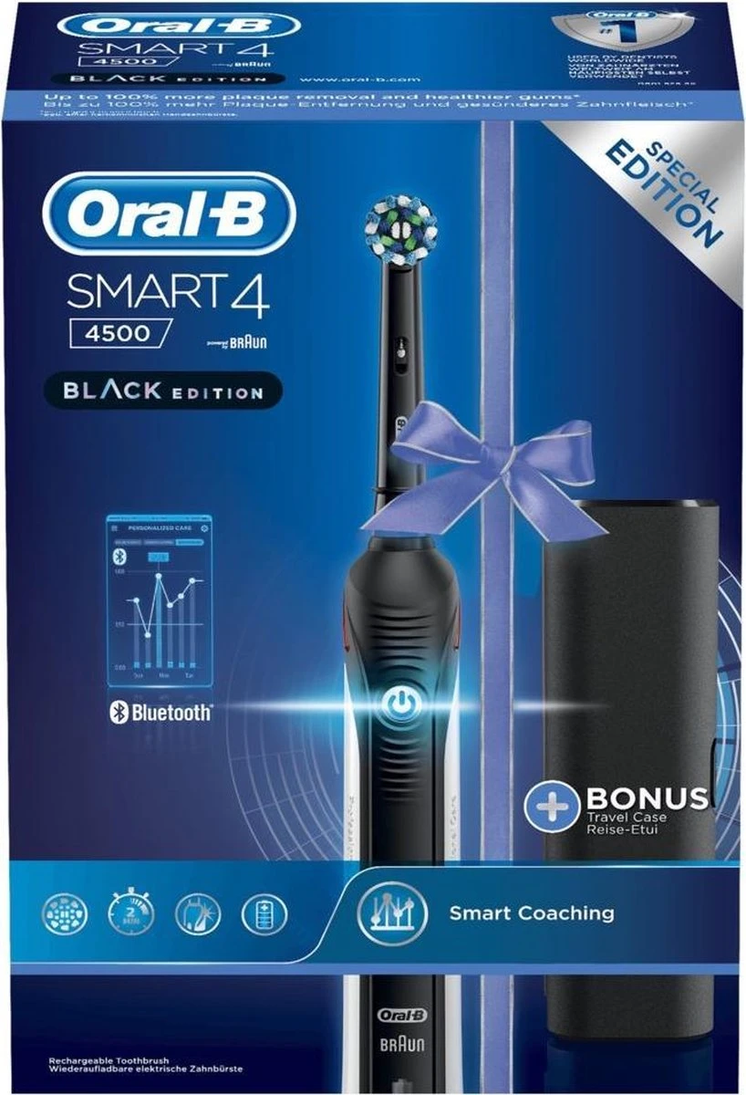 Oral B Oral-B Smart 4 4500 - Zwart - Elektrische Tandenborstel - Powered By Braun - 1 Handvat En 2 Opzetborstels 11 Oral B Oral-B Smart 4 4500 - Zwart - Elektrische Tandenborstel - Powered By Braun - 1 Handvat En 2 Opzetborstels - Afbeelding 11