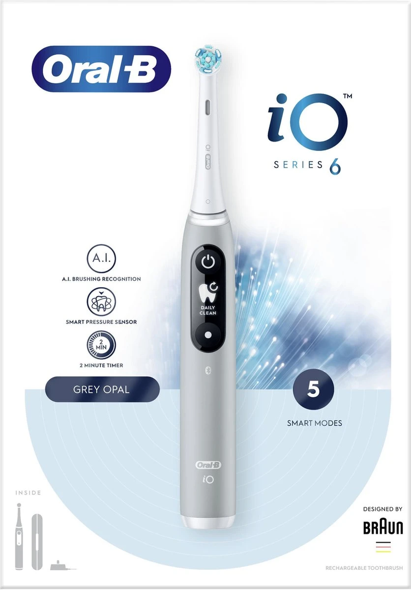 Oral B Oral-B IO - 6 - Opal Grey-Elektrische Tandenborstel Met Revolutionaire Magnetische Technologie Powered By Braun 3 Oral B Oral-B IO - 6 - Opal Grey-Elektrische Tandenborstel Met Revolutionaire Magnetische Technologie Powered By Braun - Afbeelding 3