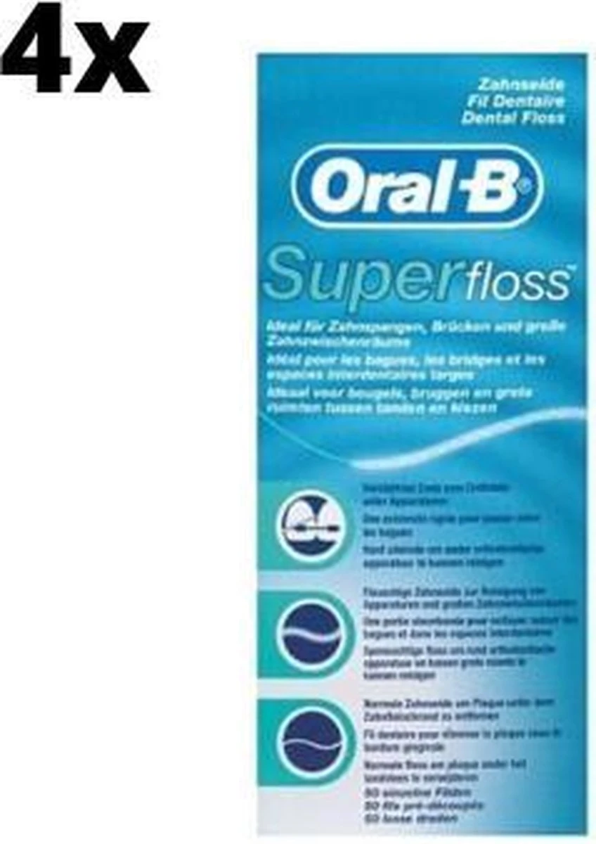 Oral B Oral-B Superfloss - 4 X 50 Stuks - Flosdraad 1 Oral B Oral-B Superfloss - 4 X 50 Stuks - Flosdraad