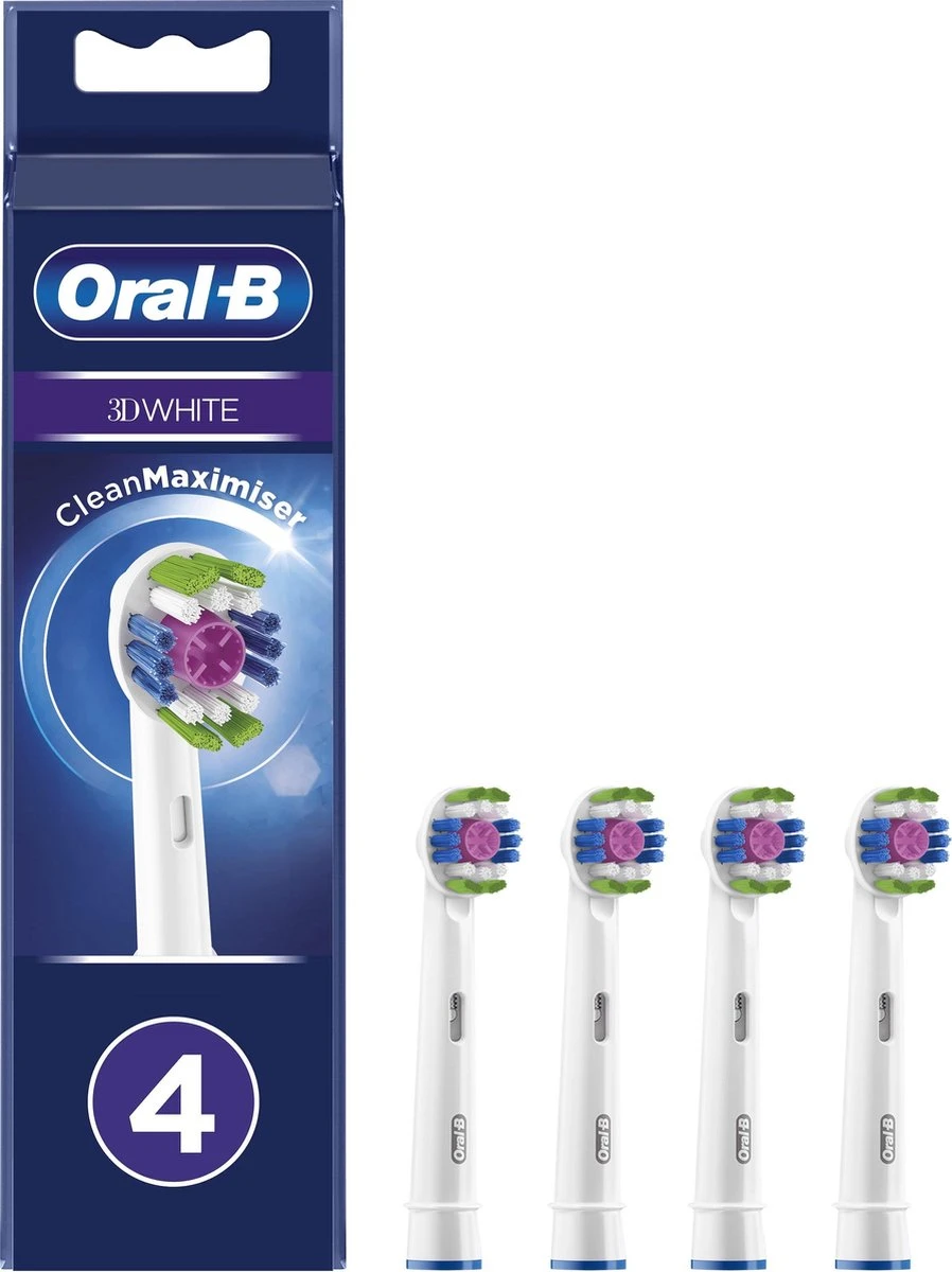 Oral B Oral-B 3D White - Met CleanMaximiser-technologie - Opzetborstels - 4 Stuks 1 Oral B Oral-B 3D White - Met CleanMaximiser-technologie - Opzetborstels - 4 Stuks