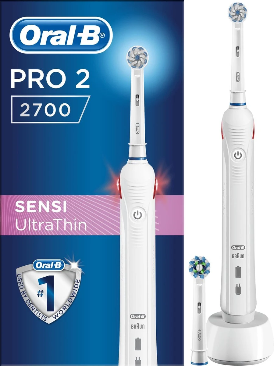 Oral B Oral-B Pro 2 2700 - Sensi Ultra Thin - Elektrische Tandenborstel - Wit 2 Oral B Oral-B Pro 2 2700 - Sensi Ultra Thin - Elektrische Tandenborstel - Wit - Afbeelding 2