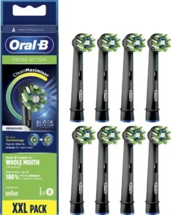 Oral B Oral-B CrossAction - Met CleanMaximiser-technologie - Opzetborstels - Zwart - 8 Stuks -SmileBright Goedkope Winkel 952x1200